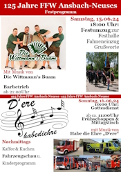 Festprogramm 125 Jahre - Freiwillige Feuerwehr ANSBACH-NEUSES e.V.